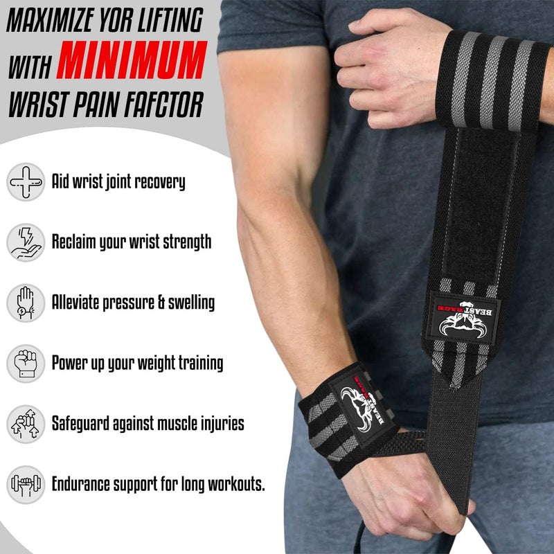 BEAST RAGE Wrist Wraps for Weightlifting - Adjustable Lifting Straps With Thumb Loop for Enhanced Gym Support, Powerlifting, Bodybuilding and Workout - Image 5
